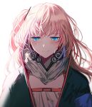  1girl bangs blue_eyes blush crying crying_with_eyes_open dress girls_frontline hair_between_eyes hair_ornament jacket long_hair looking_at_viewer multicolored_hair one_side_up open_mouth pink_hair scarf side_ponytail sidelocks silence_girl simple_background solo st_ar-15_(girls_frontline) streaked_hair tears white_background 