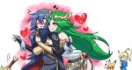  &gt;_&lt; 3girls artist_name bare_shoulders beads blonde_hair blue_eyes blue_hair blush blush_stickers closed_eyes creatures_(company) crossover fire_emblem fire_emblem:_kakusei game_freak gen_1_pokemon graphite_(medium) green_hair hair_beads hair_ornament heart hug hug_from_behind kid_icarus long_hair looking_at_another lucina mahoxyshoujo multiple_girls nintendo palutena pikachu pokemon pokemon_(creature) ponytail samus_aran super_smash_bros. sweatdrop sword tiara traditional_media upper_body very_long_hair weapon white_background yuri zero_suit 