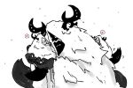  3girls :d antlers coat commentary_request greyscale hair_over_eyes heart latenight monochrome monster_girl_encyclopedia multiple_girls open_mouth simple_background smile snow spoken_heart spot_color tail wendigo_(monster_girl_encyclopedia) white_background 