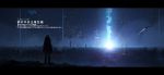  1girl asuteroid boots building city_lights cityscape from_behind highres iz_(asuteroid) night original outdoors scenery science_fiction solo standing 