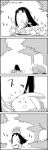  4koma :x =_= animal animal_on_head bunny_on_head comic commentary_request forest from_behind grass greyscale highres houraisan_kaguya long_hair lying monochrome nature on_head on_side picking_up rabbit running smile sweat tani_takeshi touhou translation_request tree very_long_hair yukkuri_shiteitte_ne 