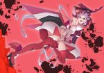  1girl armpits boots bow_(weapon) breasts crossbow large_breasts lavender_eyes lavender_hair leg_up long_hair mokutan_mmmm senki_zesshou_symphogear thigh-highs thigh_boots weapon yukine_chris 