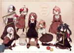  6+girls :d :o ahoge akabane_youko apple armchair bangs birdcage black_dress black_footwear black_legwear blush book book_stack boots bow breasts brown_bow brown_dress brown_footwear brown_hair brown_legwear brown_skirt cage center_frills chair character_request closed_eyes closed_mouth copyright_name curled_horns demon_girl demon_horns demon_wings dress eyebrows_visible_through_hair facing_viewer flower flying food frills fruit gradient_hair green_eyes hair_between_eyes hair_bow hair_flower hair_ornament head_tilt high-waist_skirt high_heel_boots high_heels holding holding_food holding_fruit honma_himawari horns kneeling long_hair looking_at_viewer makaino_ririmu medium_breasts multicolored_hair multiple_girls nijisanji on_chair one_side_up open_mouth over-kneehighs parted_lips picture_frame pink_hair pleated_skirt purple_hair red_apple red_eyes red_wings redhead shiina_yuika shirt silver_hair sitting skirt smile standing sunflower_hair_ornament thigh-highs twintails two-tone_hair very_long_hair violet_eyes virtual_youtuber white_shirt wings yamabukiiro yamiyono_moruru yellow_flower 