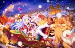  blush brown_eyes christmas dress eve_santaclaus idolmaster idolmaster_cinderella_girls idolmaster_cinderella_girls_starlight_stage long_hair night sleigh smile white_hair 