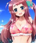  1girl bikini bikini_top blue_eyes breasts cleavage large_breasts long_hair minamoto_sakura redhead smile solo swimsuit teina upper_body zombie_land_saga 