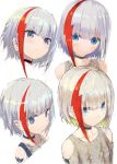  1girl admiral_graf_spee_(azur_lane) azur_lane bangs blue_eyes blunt_bangs blush choker eyebrows_visible_through_hair izumo_(user_cmcy2878) looking_at_viewer multicolored_hair redhead short_hair silver_hair solo streaked_hair 