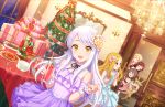  blush brown_eyes christmas dress eve_santaclaus gloves idolmaster idolmaster_cinderella_girls idolmaster_cinderella_girls_starlight_stage long_hair smile white_hair 