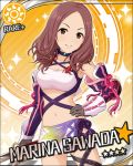  brown_eyes brown_hair character_name dress gloves idolmaster idolmaster_cinderella_girls sawada_marina short_hair smile stars 