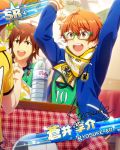  character_name glasses idolmaster idolmaster_side-m jacket kyosuke_aoi orange_hair red_eyes short_hair smile 