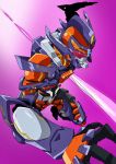  1boy arai_hiroki armor gridknight_(ssss.gridman) highres male_focus no_humans purple_background running simple_background solo ssss.gridman 