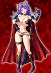  adorasvp1984 armor bikini_armor boots breasts cape highres huge_breasts large_breasts long_hair original purple_hair red_eyes sword thigh-highs thigh_boots weapon 