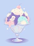  blue_background blush_stickers cherry closed_eyes creature creatures_(company) cuhelski cup food fruit game_freak gen_1_pokemon ice_cream nintendo no_humans pokemon pokemon_(creature) simple_background sleeping snorlax solo sparkle sundae tongue tongue_out 