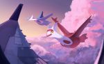  clouds cloudy_sky creature creatures_(company) flying game_freak gen_3_pokemon hobermen latias latios night night_sky nintendo no_humans pokemon pokemon_(creature) sky tumblr_username yellow_eyes 