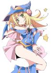  1girl ass bangs bare_shoulders blonde_hair blush boots breasts choker cleavage dark_magician_girl detached_sleeves duel_monster eyebrows_visible_through_hair green_eyes hair_between_eyes hat ixy long_hair looking_at_viewer magician no_panties solo star wizard_hat yu-gi-oh! yuu-gi-ou yuu-gi-ou_duel_monsters 