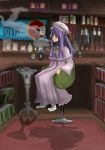  bar cigarette haru_hiko haruhiko hat highres long_hair patchouli_knowledge purple_hair ribbon ribbons smoking socks touhou 