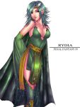  boots breasts cape character_name cleavage detached_sleeves final_fantasy final_fantasy_iv green_eyes green_hair momoman_(pink_voltage) pink_voltage rydia solo thigh-highs thigh_boots thighhighs title_drop 