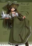  absurdres dress highres katahira_masashi long_hair ribbon ribbons smile tea_set 