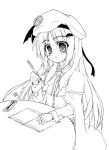  hat large_buttons little_busters! little_busters!! long_hair monochrome noumi_kudryavka otamon 