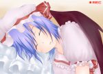  hat pillow pillows remilia_scarlet ribbon ribbons short_hair sleeping tokijiro touhou wings 