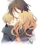  brown_hair code_geass comforting hand_on_head happy hug lelouch_lamperouge long_hair nunnally_lamperouge rollo_lamperouge rolo_lamperouge shinonome short_hair tears 