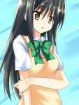  1girl akane_souichi black_hair bow kotegawa_yui long_hair open_mouth school_uniform solo sweater_vest to_love-ru toloveru yellow_eyes 