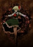  blonde_hair darkness flower fujisaki_hikari hair_ribbon highres necktie outstretched_arms red_eyes ribbon ribbons rose rumia short_hair smile solo spread_arms touhou 