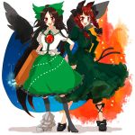  kaenbyou_rin popoin reiuji_utsuho touhou twin_braids twintails 