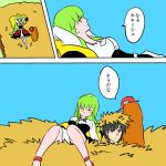  c.c. cc cheese-kun code_geass comic dress green_hair hat hay lelouch_lamperouge long_hair lowres pizza_hut translated very_long_hair yellow_eyes 