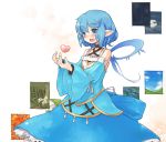  blue_eyes blue_hair blush detached_sleeves dress heart open_mouth pixiv pixiv-tan pointy_ears short_hair smile 