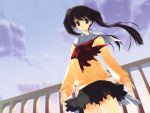  black_hair dutch_angle from_below long_hair school_uniform sky sumadera_yukio tenshi_no_inai_12-gatsu twintails 