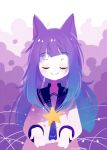  +_+ 1girl animal_ears artist_name blue_hair blue_sailor_collar blush cat_ears closed_eyes commentary facing_viewer gradient_hair long_hair long_sleeves looking_at_viewer multicolored_hair original projecttiger purple_hair sailor_collar shirt signature smile solo star tagme thumbnail_surprise transparent two-tone_hair white_shirt 