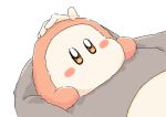 1other blush_stickers brown_eyes holding kirby_(series) looking_at_viewer nintendo pov simple_background sweater waddle_dee white_background 