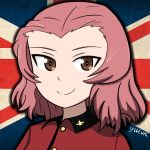  absurdres brown_eyes girls_und_panzer highres rosehip smile st._gloriana&#039;s_military_uniform stggcuk union_jack 