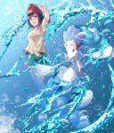  1girl :o black_hair blue_eyes collarbone creatures_(company) game_freak gen_7_pokemon green_shorts hat mizuki_(pokemon) nintendo poke_ball_print pokemon pokemon_(creature) pokemon_(game) pokemon_sm primarina red_hat shirt short_hair short_shorts short_sleeves shorts tied_shirt yellow_shirt z.nov 