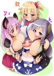  4girls :d akai_haato anchor_symbol anger_vein animal_ears animare bangs between_breasts blonde_hair blue_eyes blush bow breast_press breast_smother breasts cleavage closed_eyes closed_mouth demon_girl demon_horns detached_sleeves double_v dress drooling eyebrows_visible_through_hair fang_out frown girl_sandwich grey_hair hair_between_eyes hair_ornament heart heart_hair_ornament hololive honey_strap horns large_breasts lavender_hair long_hair long_sleeves looking_at_another minato_aqua multiple_girls nose_blush one_side_up open_mouth puffy_short_sleeves puffy_sleeves purple_hair red_bow saionji_mary sandwiched semahiro shirt short_sleeves smile swept_bangs tsundere umori_hinako v very_long_hair violet_eyes virtual_youtuber white_bow white_shirt wristband yuri 