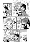  4girls abukuma_(kantai_collection) apron bangs blunt_bangs blush_stickers braid chef_hat comic double_bun eyebrows_visible_through_hair eyepatch flat_top_chef_hat gloves greyscale hair_between_eyes hair_rings hands_on_another&#039;s_face hat headgear kantai_collection kitakami_(kantai_collection) long_hair mizuno_(okn66) monochrome multiple_girls neckerchief ooi_(kantai_collection) page_number partly_fingerless_gloves school_uniform serafuku short_hair sidelocks single_braid speech_bubble tenryuu_(kantai_collection) thumbs_up twintails uniform waitress wavy_mouth 