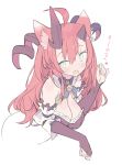  :d ahoge animal_ear_fluff animal_ears bell blade_(galaxist) blush bow bowtie breasts cleavage curled_horns from_side hair_between_eyes horns large_breasts long_hair looking_at_viewer magrona magrona_channel open_mouth paw_pose redhead simple_background smile upper_body virtual_youtuber white_background 