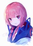  bangs blue_eyes blush braid character_name commentary hood hood_down hoodie kaf long_hair looking_at_viewer multicolored multicolored_eyes parted_lips pink_hair red_eyes roll_okashi smile upper_body virtual_kaf virtual_youtuber white_background yellow_eyes 