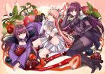  bangs bikini boots breasts caster celtic_mythology cleavage crown detached_sleeves eyebrows_visible_through_hair fate/grand_order fate_(series) food fruit fruit_background gae_bolg grapes hair_between_eyes high_heel_boots high_heels hime_cut irish_mythology lancer leaf long_hair looking_at_viewer medb_(fate)_(all) medb_(fate/grand_order) medium_breasts miniskirt multiple_girls pink_hair polearm purple_hair red_eyes rider scathach_(fate)_(all) scathach_(fate/grand_order) scathach_skadi_(fate/grand_order) shimo_(s_kaminaka) shoulder_armor skin_tight skirt small_breasts smile spear strawberry swimsuit thigh-highs thighs weapon white_bikini white_skirt yellow_eyes 