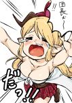  1girl belt boots breasts closed_eyes comic crying draph granblue_fantasy hallessena hat horns kumagawa9981 large_breasts nose_bubble outstretched_arms plaid plaid_skirt pointy_ears skirt translation_request twintails wavy_mouth white_background 