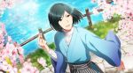  black_eyes black_hair dress idolmaster idolmaster_side-m idolmaster_side-m_(live_on_stage) kiyosumi_kuro short_hair spring yukata 