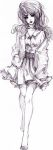  1girl absurdres collared_shirt commentary conniekims english_commentary full_body greyscale highres jacket long_hair looking_at_viewer monochrome open_clothes open_jacket original pleated_skirt shirt shoes sketch skirt solo 
