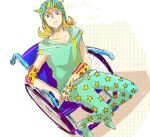  bad_id blonde_hair blue_eyes hat johnny_joestar jojo_no_kimyou_na_bouken long_hair male mokeo single_vertical_stripe star stars steel_ball_run wheelchair 