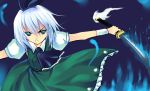  konpaku_youmu panbai ribbon ribbons school_uniform silver_hair sword touhou weapon 