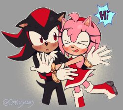  amy_rose hug pink shadamy shadow_the_hedgehog sonic_(series) surprised 
