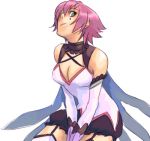  .hack//g.u. .hack//games .hack//roots bare_shoulders breasts cape choker cleavage detached_sleeves green_eyes lowres no_hat no_headwear pink_hair shino shino_(.hack//) short_hair shorts solo thighhighs 