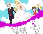  chen couple dress happy imagining komeiji_satori mind_reading mizuhashi_parsee morichika_rinnosuke tears touhou wedding_dress yakumo_ran yakumo_yukari 