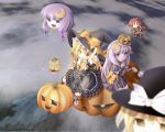  grin halloween iganboshijin iganseijin index_finger_raised jack-o'-lantern jack-o-lantern kedama kirisame_marisa koakuma patchouli_knowledge pumpkin smile spoo touhou yukkuri_shiteitte_ne |_| 