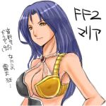 character_name cleavage final_fantasy final_fantasy_ii large_breasts long_hair lowres maria_(ff2) oonishi_koala purple_hair solo title_drop translation_request yellow_eyes 