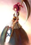  hair_ornament light_smile looking_at_viewer looking_back onozuka_komachi red_eyes red_hair redhead ria ria_(pixiv) scythe short_hair standing touhou twintails 